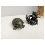 TURTLE & BEAR FIGURINES MARKED ON BASE AS SHOWN
