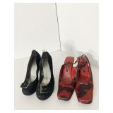 NINE WEST RED SHOES 7.5 AND BLACK HEELS