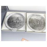WENDELL AUGUST TWO PEWTER PLATES IN BOXES