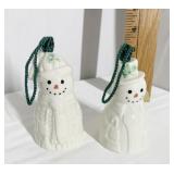 BELLEEK SNOWMAN & SNOW WOMAN SIGNED
