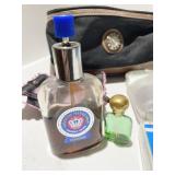 TRAVEL CASE W/ PARTIAL COLOGNE EMPTY POLO BOTTLE,