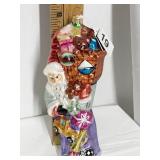 8" H BLOWN GLASS SANTA W/ GIFT BASKET TOYS FOR