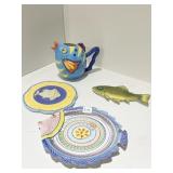 GROUP OF FISH SERVING PIECES INCL. PITCHER