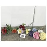 10 PORCELAIN FLOWERS