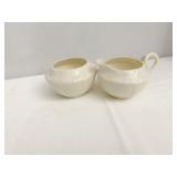 BELLEEK NEW SHELL CREAMER, SUGAR