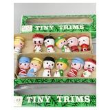 2 BOXES TINY TRIMS HAND PAINTED WOODEN CHRISTMAS