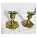 BRASS PLATED CANDLE STICK HOLDERS 2" H MADE IN