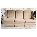 COUNTRY SOFA WOOD FRAME MEDIUM BROWN CUSHIONS