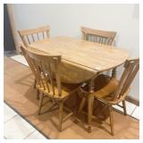 ETHAN ALLEN TABLE 4 CHAIRS, DROP SIDE, 2 LEAVES