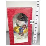 FITZ FLOYD GLASS SNOWMAN W/ PRESENT IN OB