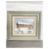 PAINTING BY H HARGROVE, COVERED BRIDGE, 17 X 15