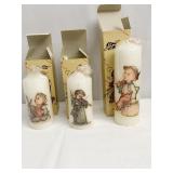 THREE HUMMEL CANDLES IN NEW BOXES