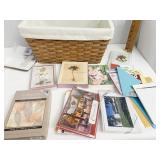 WOVEN BASKET WITH GREETING CARDS 16 X 10