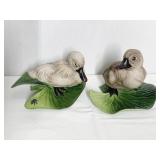 BOEHM CYGNET LILY PAD PORCELAIN FIGURINES 3" H X