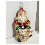 BLOWN ORNAMENT SANTA NORTH POLE 6" H $60.00 TAG