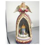 JIM SHORE ANGEL W/ NATIVITY SCENE REVOLVES NEW IN