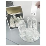 GLASS NATIVITY SET & BOYD TRUMPETING ANGEL BROKEN