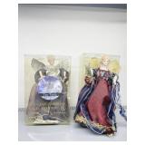 TWO LIGHT UP ANGEL PORCELAIN TREE TOPPERS IN