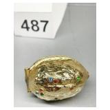 DECORATED NUT DESIGN SEWING KIT W/ THIMBLE, ETC.