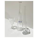 CRYSTAL GLASS, VASE, FIGURINE W/ DAMAGE ON WING