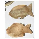 2 WOOD FISH BOWLS