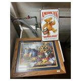 AM. DRUMMER BEAR, FRAMED PICTURE