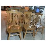OAK CHAIRS WITH ARROW BACK AND CARVE CENTERS