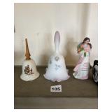 FENTON HAND PAINTED AND SIGNED BELL, HUMMEL BELL,