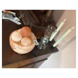 BATTERY OP CANDLES, GLASS OIL LAMP, HIMALAYAN SEA