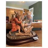 PORCELAIN FIGURINE OF MAN AND BOY BUILDING