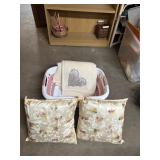 ACCENT PILLOWS AND MEMORY TOWEL, LAUNDRY BASKET