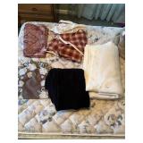 EMBROIDERED TABLE RUNNER, FLEECE BLANKET, SATIN
