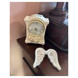 AVON PORCELAIN CLOCK AND ANGEL WINGS TRINKET DISH