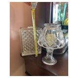 GLASS BLOCK AND GLASS TEA LIGHT LAMP