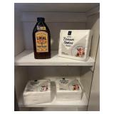 48 OZ HONEY, 3 SEALED PACKAGES OF PAPER NAPKINS