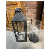 LANTERN W/ 49.00 TAG AND CANDLE HOLDER