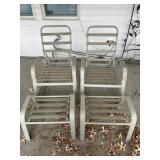 2 ADJUSTABLE BACK PATIO CHAIRS WITH OTTOMANS