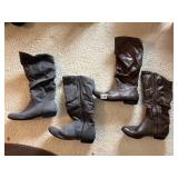 2 PAIR OF LADIES SZ 8.5 KNEE HIGH BOOTS