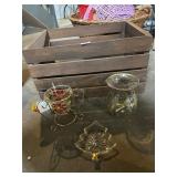 BASKET W/ HOLIDAY ORNAMENTS