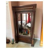 40X29X74 BASSETT FURNITURE MIRRORED FRONT ARMOIRE