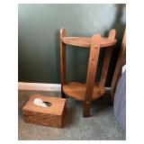 WOOD HEART SHAPED ACCENT TABLE AND WOOD TISSUE