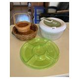FOOD NETWORK SALAD SPINNER, DIVIDED SERVING