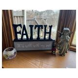 SHELF SITTER RELIGIOUS Dï¿½COR, CANDLE HOLDER,