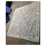 TWO QUILTS SQUARE PATCH ONE HAS DAMAGED AREAS