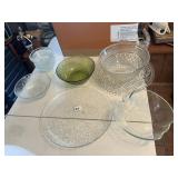 VINTAGE GLASS SERVING BOWLS AND PLATTERS, APPLE