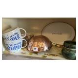YOUï¿½RE SOUPER SOUP MUGS, COPPER COLANDER, GIVE