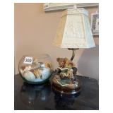 GLASS BOWL OF SHELLS AND TEDDY BEAR TEA LIGHT