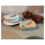 FALSE GRAFT GRAVY DISH AND SERVING DISHES