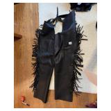 WOMENï¿½S FRINGED LEATHER CHAPS, NO TAGS/SIZES