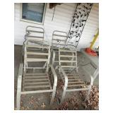 4 ADJUSTABLE BACK PATIO CHAIRS, ONE WITH ONE